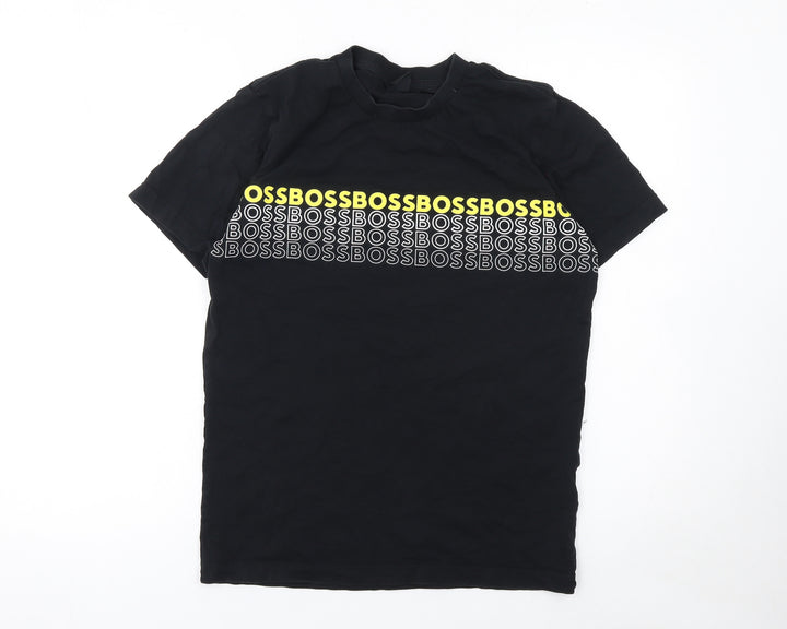 BOSS Men's Black Graphic Logo Cotton Crew Neck T-Shirt Size S