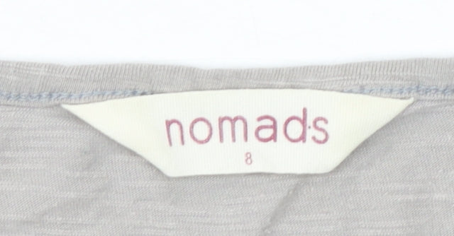 Nomads Women Grey Organic Cotton Short Sleeve T-Shirt Size 8