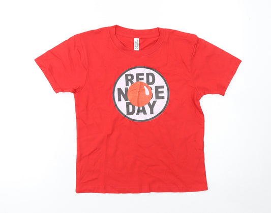 Casual Classics Boys Red Red Nose Day Cotton Graphic T-Shirt 7-8 Years