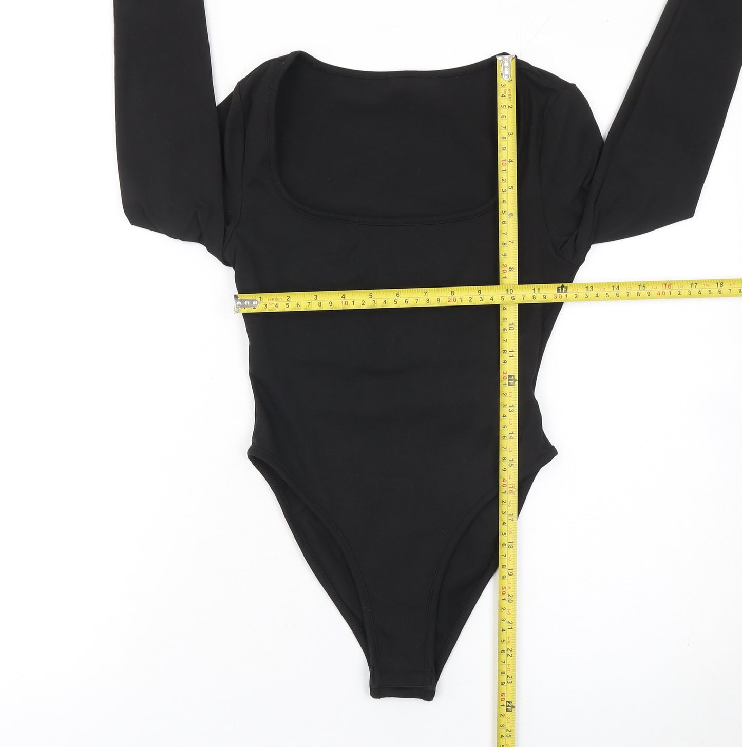 SHEIN Women’s Black Petite XXS Long Sleeve Scoop Neck Bodysuit