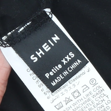 SHEIN Women’s Black Petite XXS Long Sleeve Scoop Neck Bodysuit