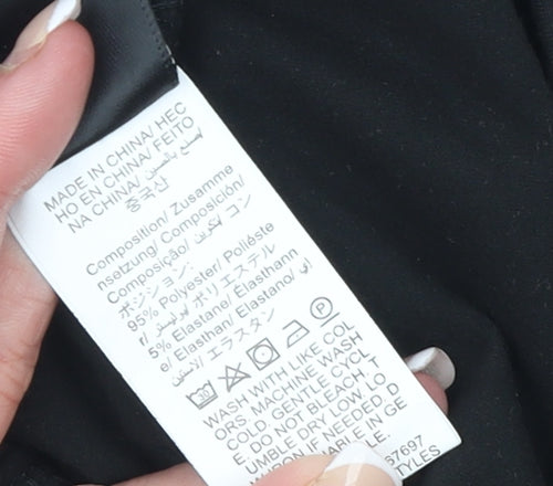 SHEIN Women’s Black Petite XXS Long Sleeve Scoop Neck Bodysuit