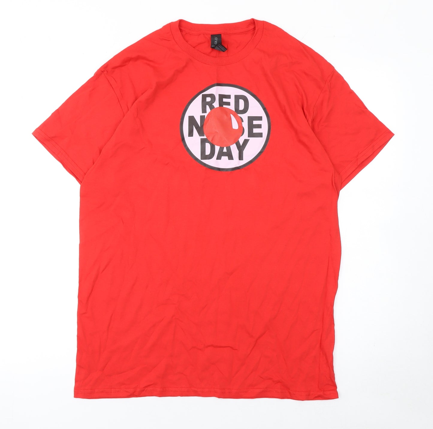 Gildan Men Red Red Nose Day Cotton Crew Neck Short Sleeve T-Shirt M