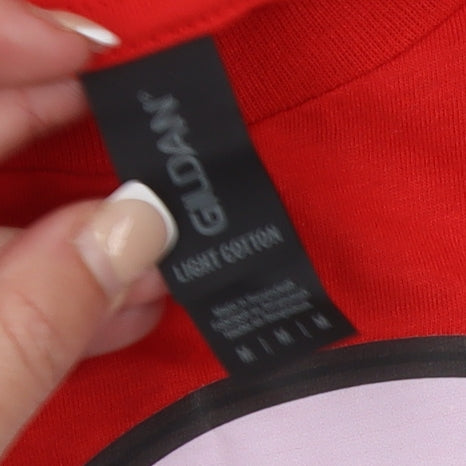 Gildan Men Red Red Nose Day Cotton Crew Neck Short Sleeve T-Shirt M