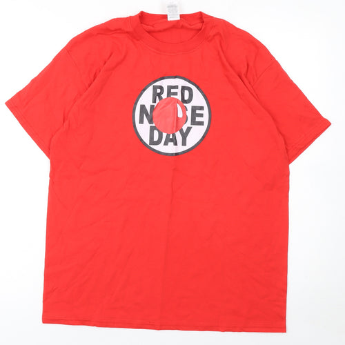 Fruit of the Loom Men's Red Red Nose Day Cotton T-Shirt Medium