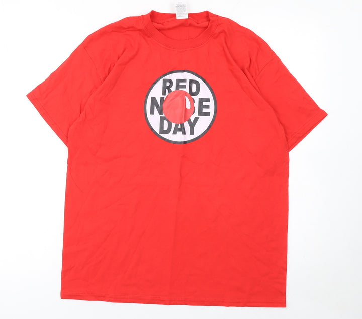 Fruit of the Loom Men's Red Red Nose Day Cotton T-Shirt Medium