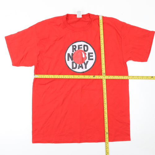 Fruit of the Loom Men's Red Red Nose Day Cotton T-Shirt Medium