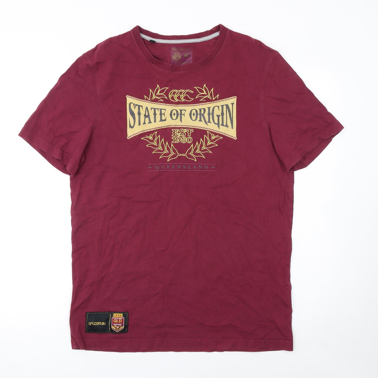 Canterbury Mens Red State of Origin QLD Maroons T-Shirt Size L Sports Jersey