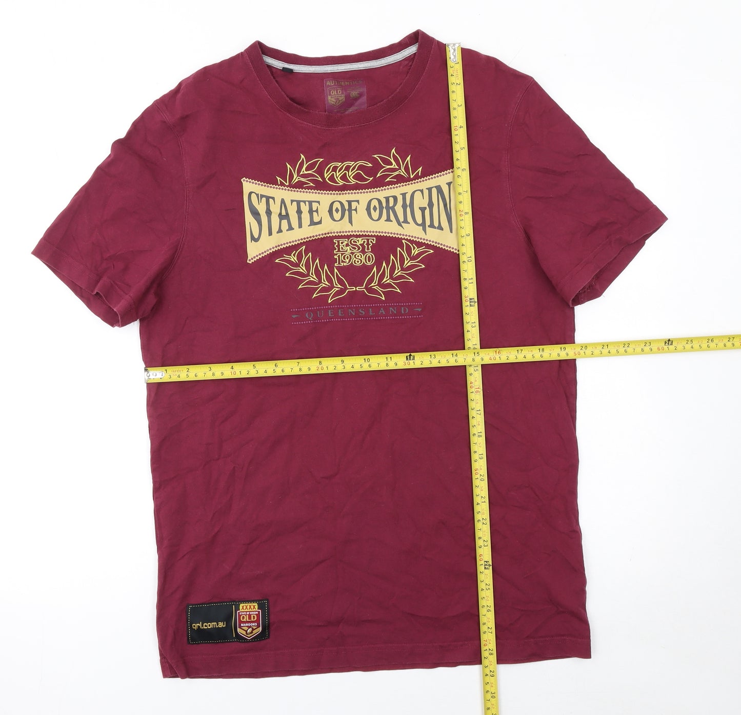 Canterbury Mens Red State of Origin QLD Maroons T-Shirt Size L Sports Jersey