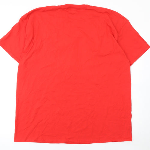 Fruit of the Loom Mens Red Nose Day Red T-Shirt XXL Cotton Crew Neck