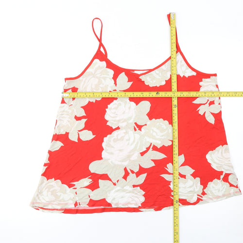 Next Women Red Floral Viscose Camisole Top Size 16