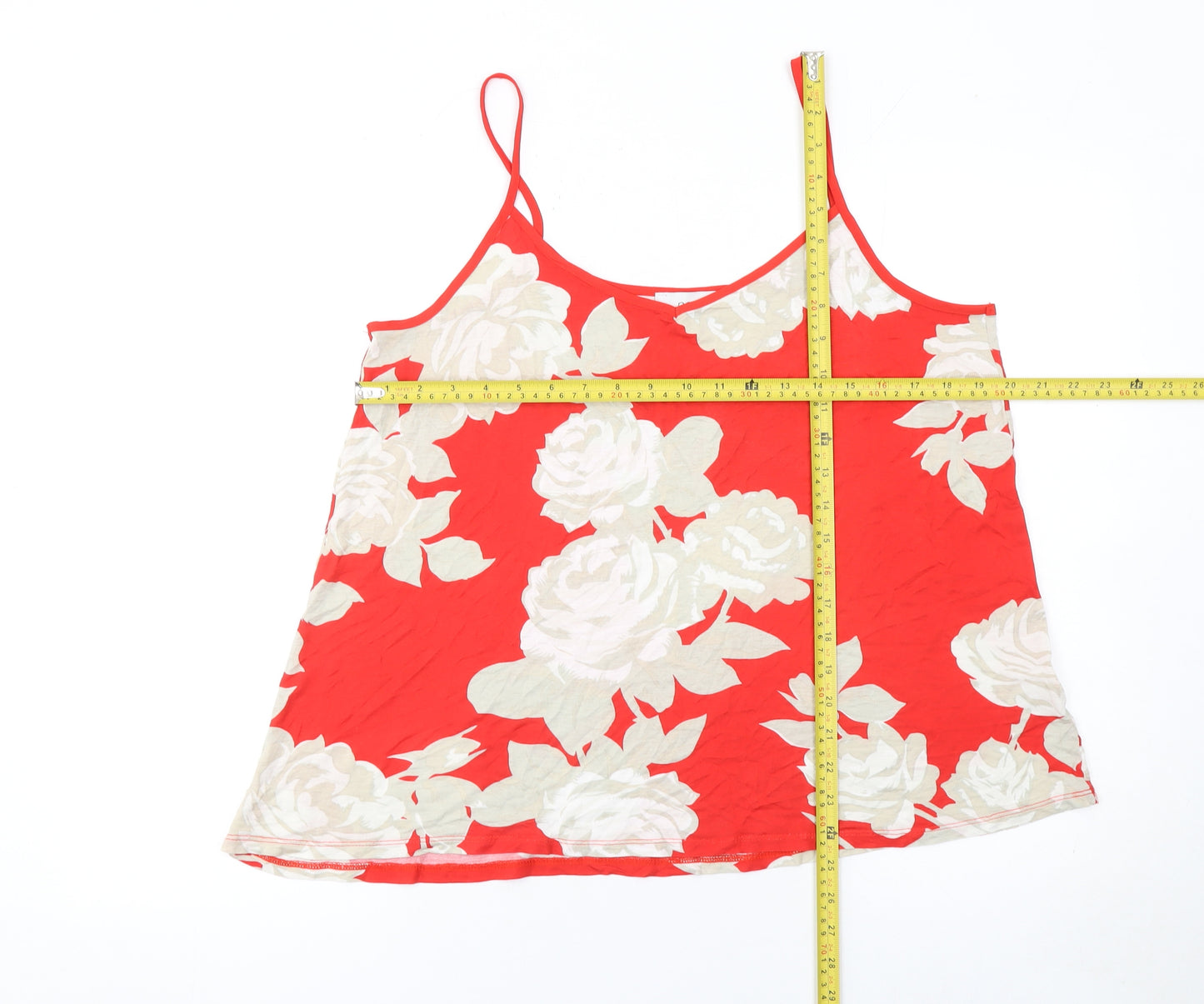 Next Women Red Floral Viscose Camisole Top Size 16