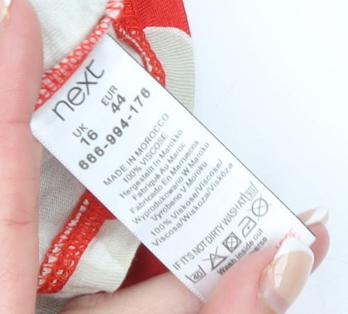 Next Women Red Floral Viscose Camisole Top Size 16