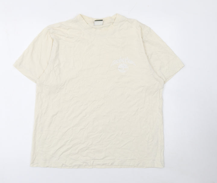 Timberland Men’s Beige Short Sleeve Cotton T-Shirt L Regular Fit