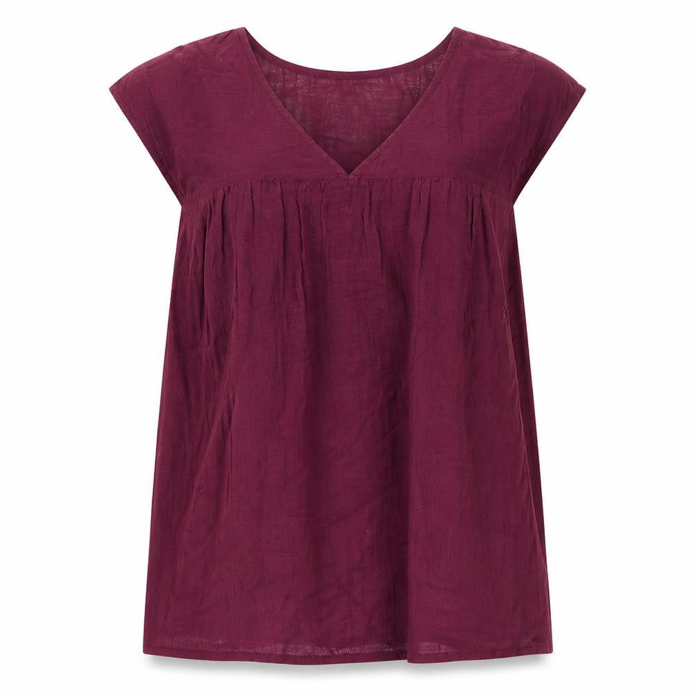 Front view of Gap Women’s Red Sleeveless V-Neck Tunic Blouse, size S