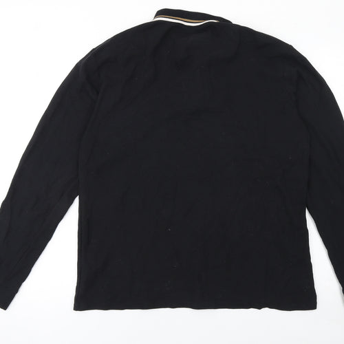 Threadbare Men's Black Long Sleeve Cotton Polo Shirt XL