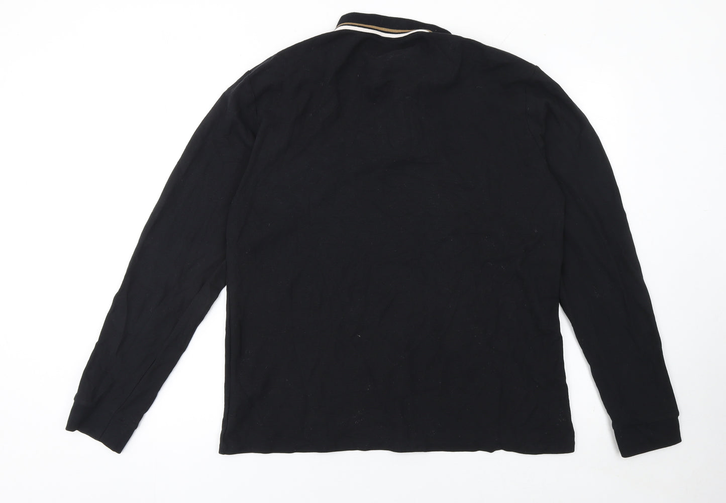 Threadbare Men's Black Long Sleeve Cotton Polo Shirt XL