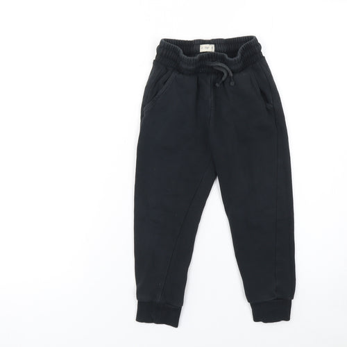 F&F Boys Black Jogger Trousers 4-5 Years Cotton Blend Elastic Waist
