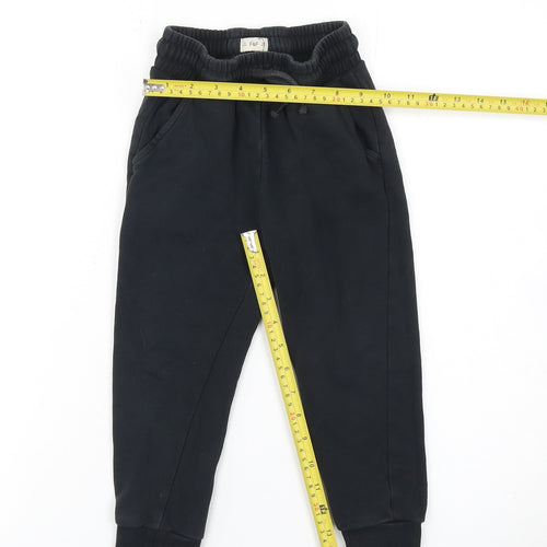 F&F Boys Black Jogger Trousers 4-5 Years Cotton Blend Elastic Waist
