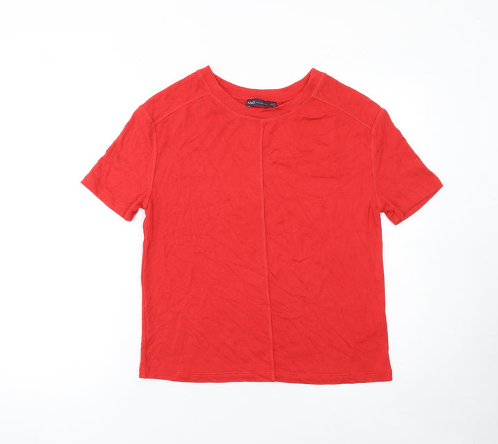 Marks and Spencer Women's Red Basic Short Sleeve T-Shirt XS