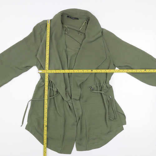 Dunnes Women Green Mid-Length Crepe Drawstring Jacket Size M
