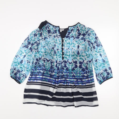 Marks and Spencer Per Una Women's Blue Floral Tunic Blouse Size 14