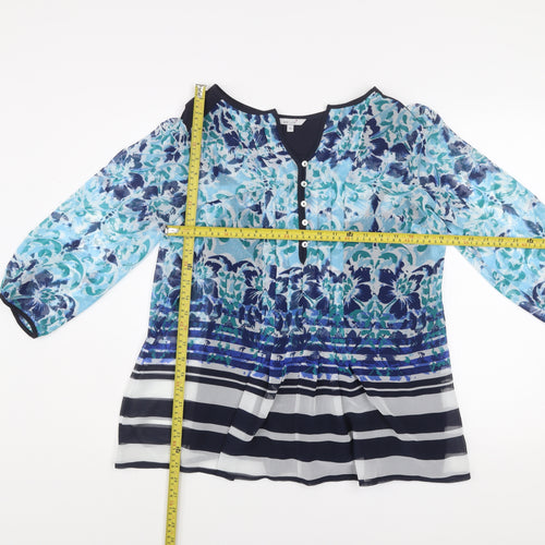 Marks and Spencer Per Una Women's Blue Floral Tunic Blouse Size 14