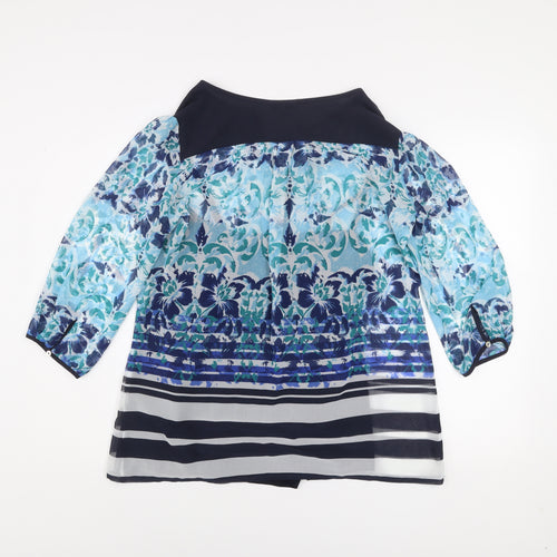 Marks and Spencer Per Una Women's Blue Floral Tunic Blouse Size 14