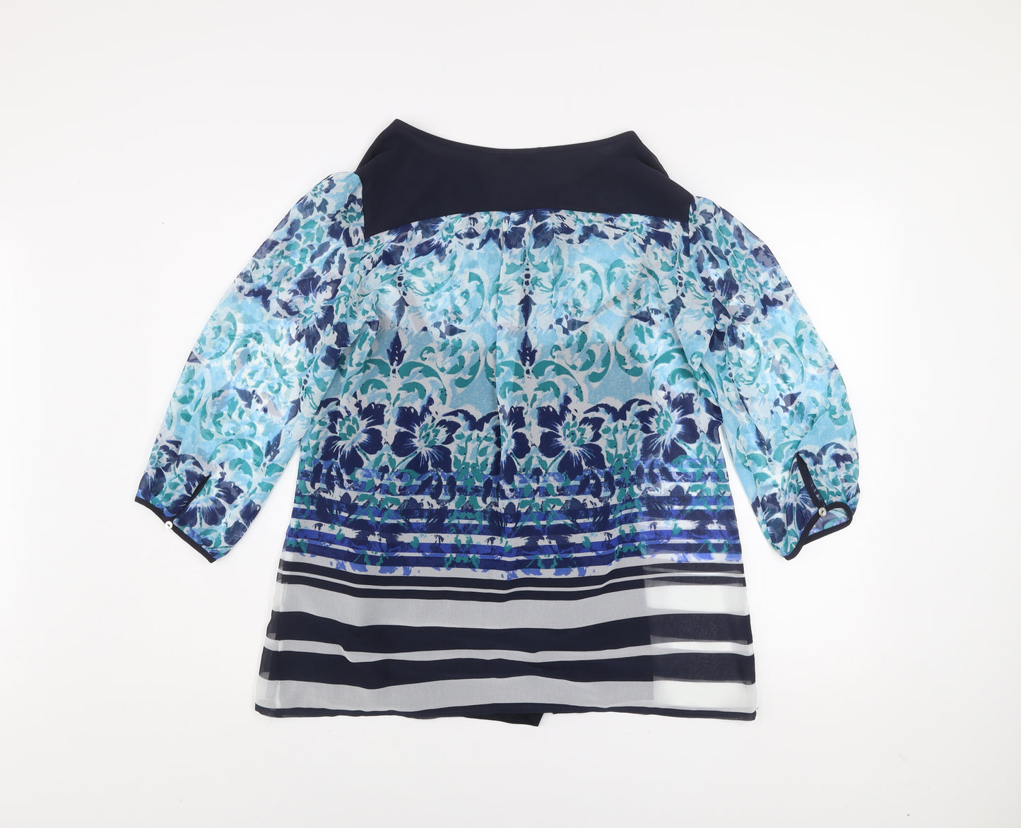Marks and Spencer Per Una Women's Blue Floral Tunic Blouse Size 14
