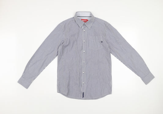 Diesel Boys Blue Striped Button-Up Long Sleeve Cotton Shirt 13 Years