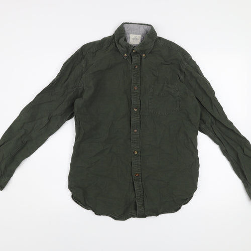 T.M. Lewin Thomas Mayes Men's Green Button-Up Cotton Shirt M