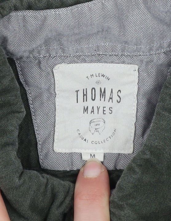 T.M. Lewin Thomas Mayes Men's Green Button-Up Cotton Shirt M