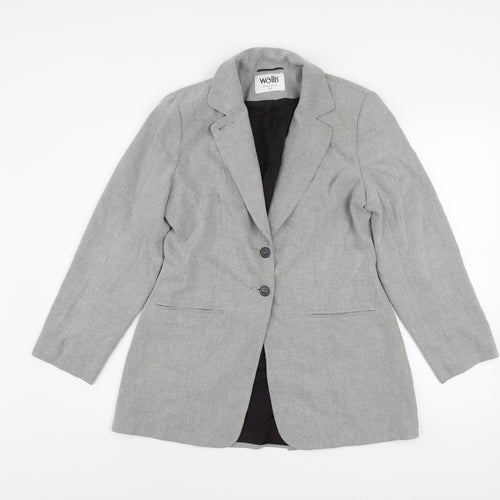 Wallis Petite Women's Grey Blazer Size 12 Classic Work Jacket