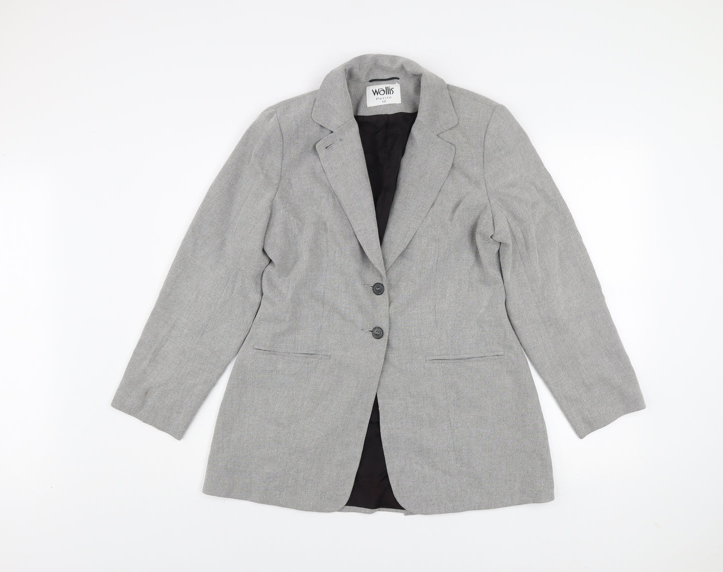Wallis Petite Women's Grey Blazer Size 12 Classic Work Jacket