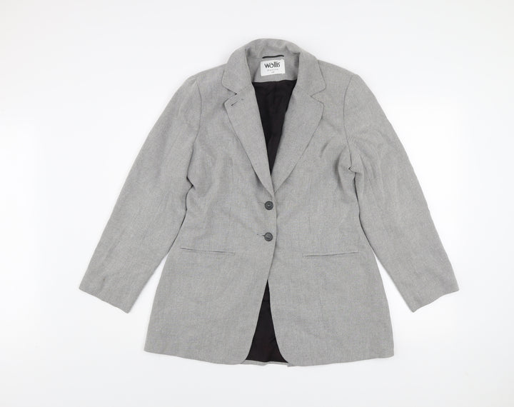 Wallis Petite Women's Grey Blazer Size 12 Classic Work Jacket