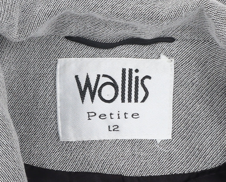 Wallis Petite Women's Grey Blazer Size 12 Classic Work Jacket