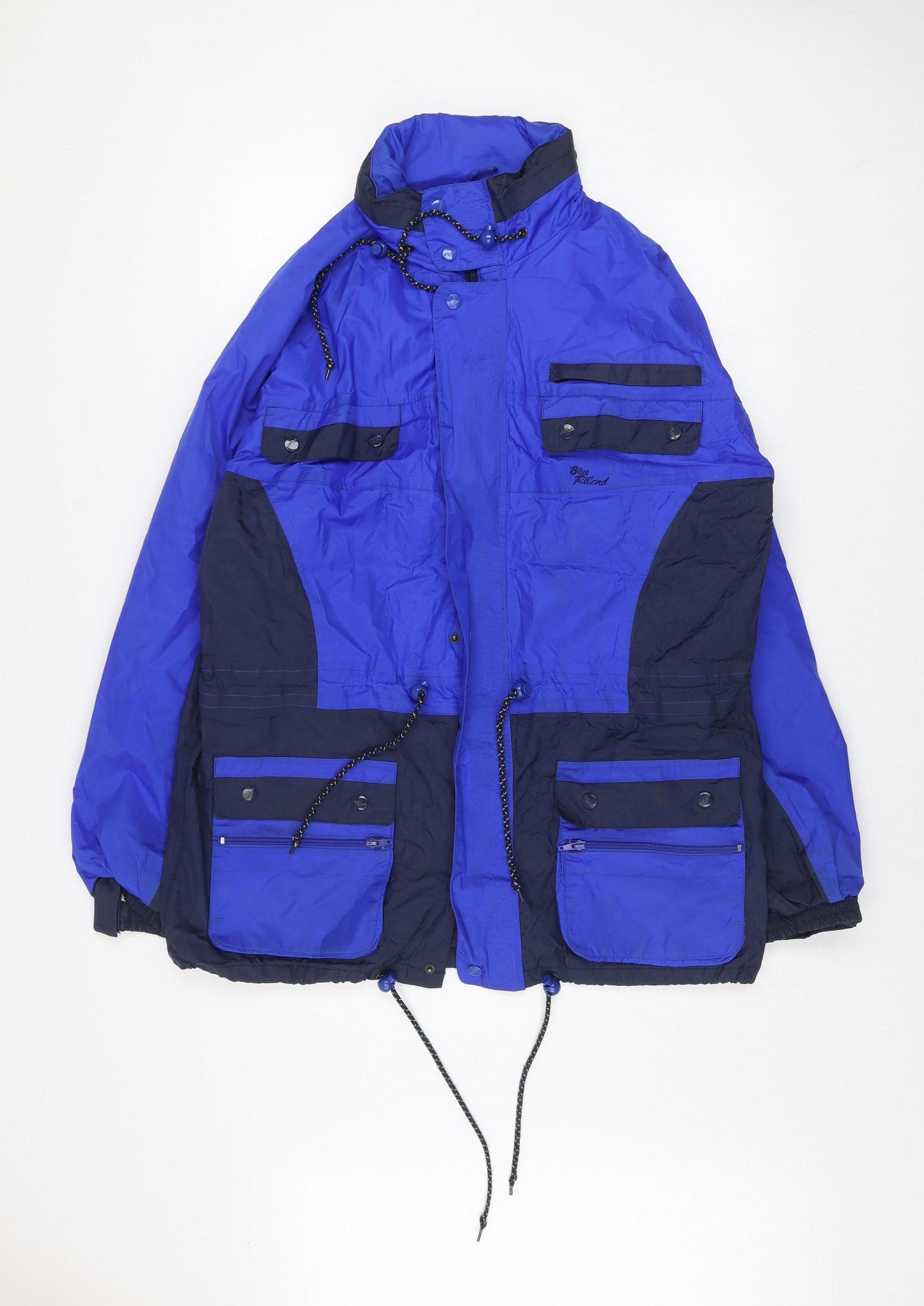 Blue Riband Men’s Blue Nylon Hooded Anorak Jacket L Outdoor Retro Style