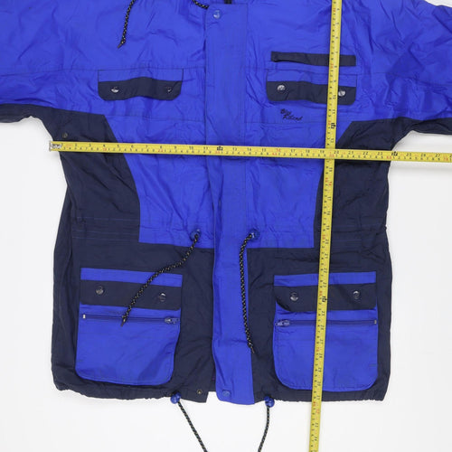 Blue Riband Men’s Blue Nylon Hooded Anorak Jacket L Outdoor Retro Style