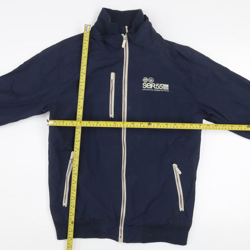 Crosshatch Men Blue M Bomber Jacket Full Zip Nylon Casual
