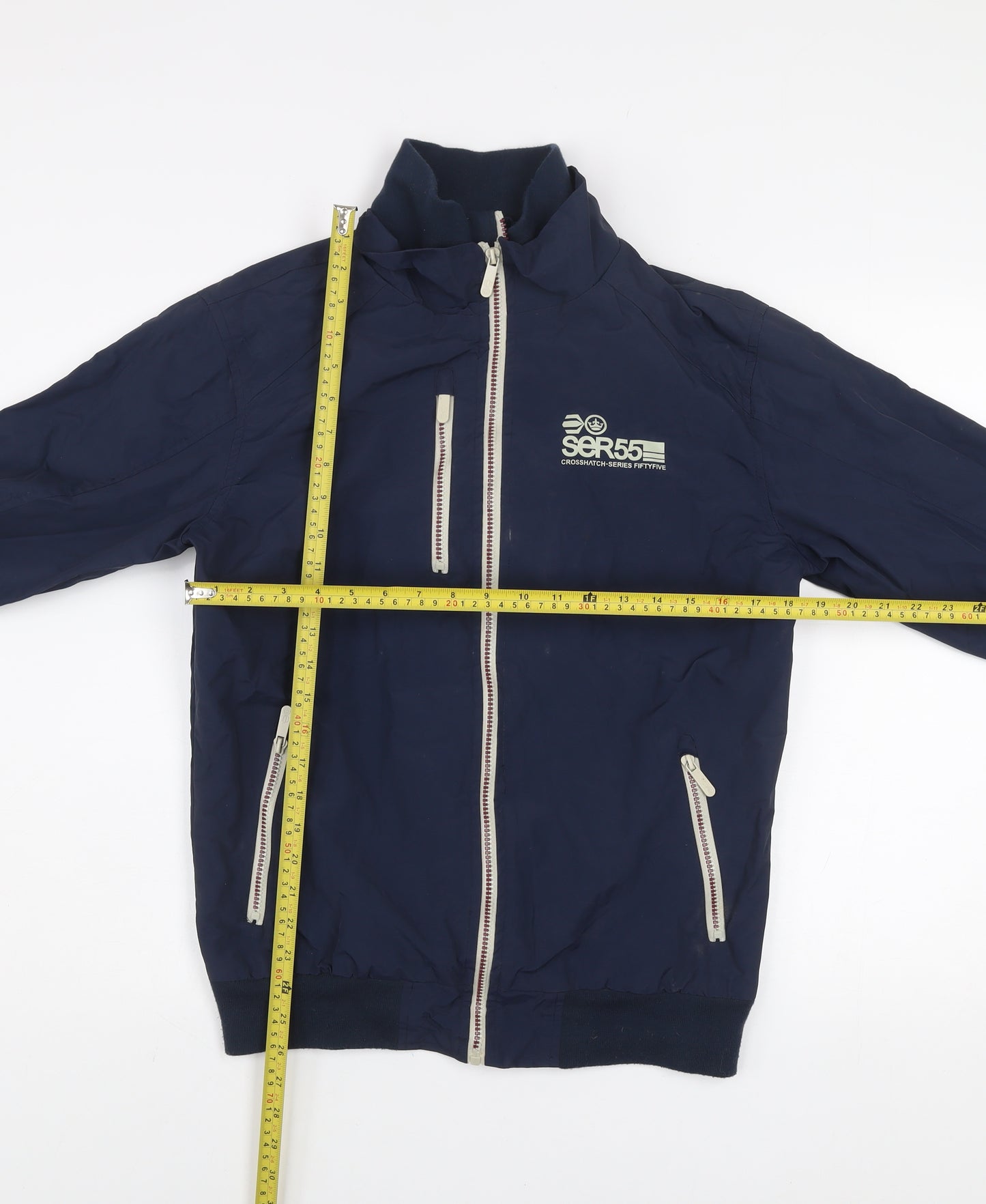 Crosshatch Men Blue M Bomber Jacket Full Zip Nylon Casual