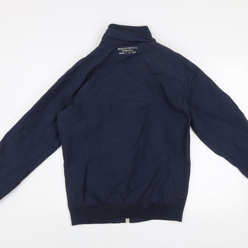Crosshatch Men Blue M Bomber Jacket Full Zip Nylon Casual