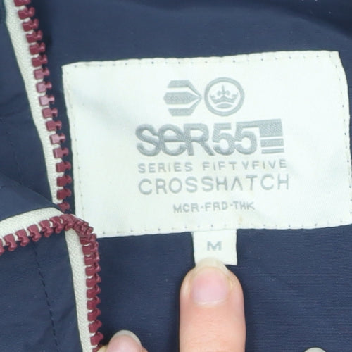 Crosshatch Men Blue M Bomber Jacket Full Zip Nylon Casual