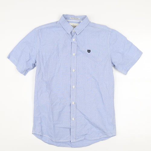 Diesel Men's Blue Short Sleeve Button-Up Cotton Shirt Size S
