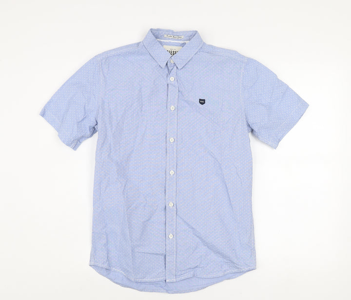 Diesel Men's Blue Short Sleeve Button-Up Cotton Shirt Size S