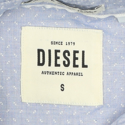Diesel Men's Blue Short Sleeve Button-Up Cotton Shirt Size S