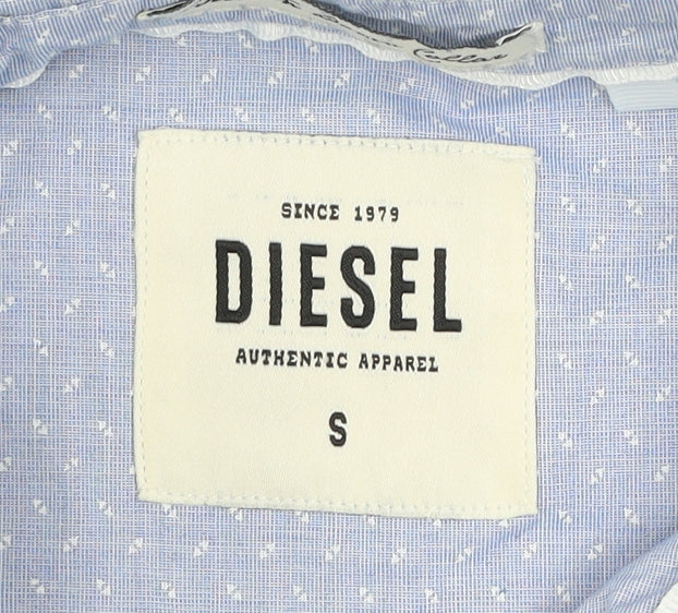 Diesel Men's Blue Short Sleeve Button-Up Cotton Shirt Size S