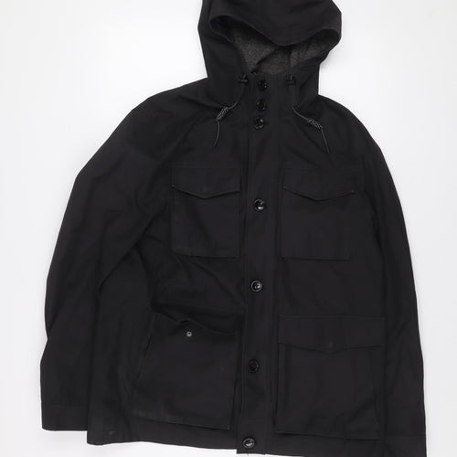 Ted Baker Men's Black L Hooded Parka Jacket Cotton Blend Lined