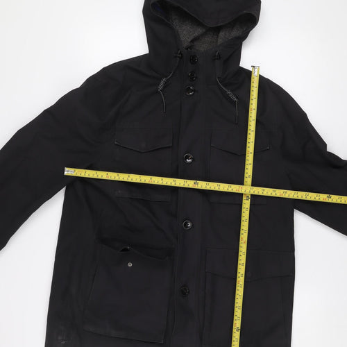 Ted Baker Men's Black L Hooded Parka Jacket Cotton Blend Lined