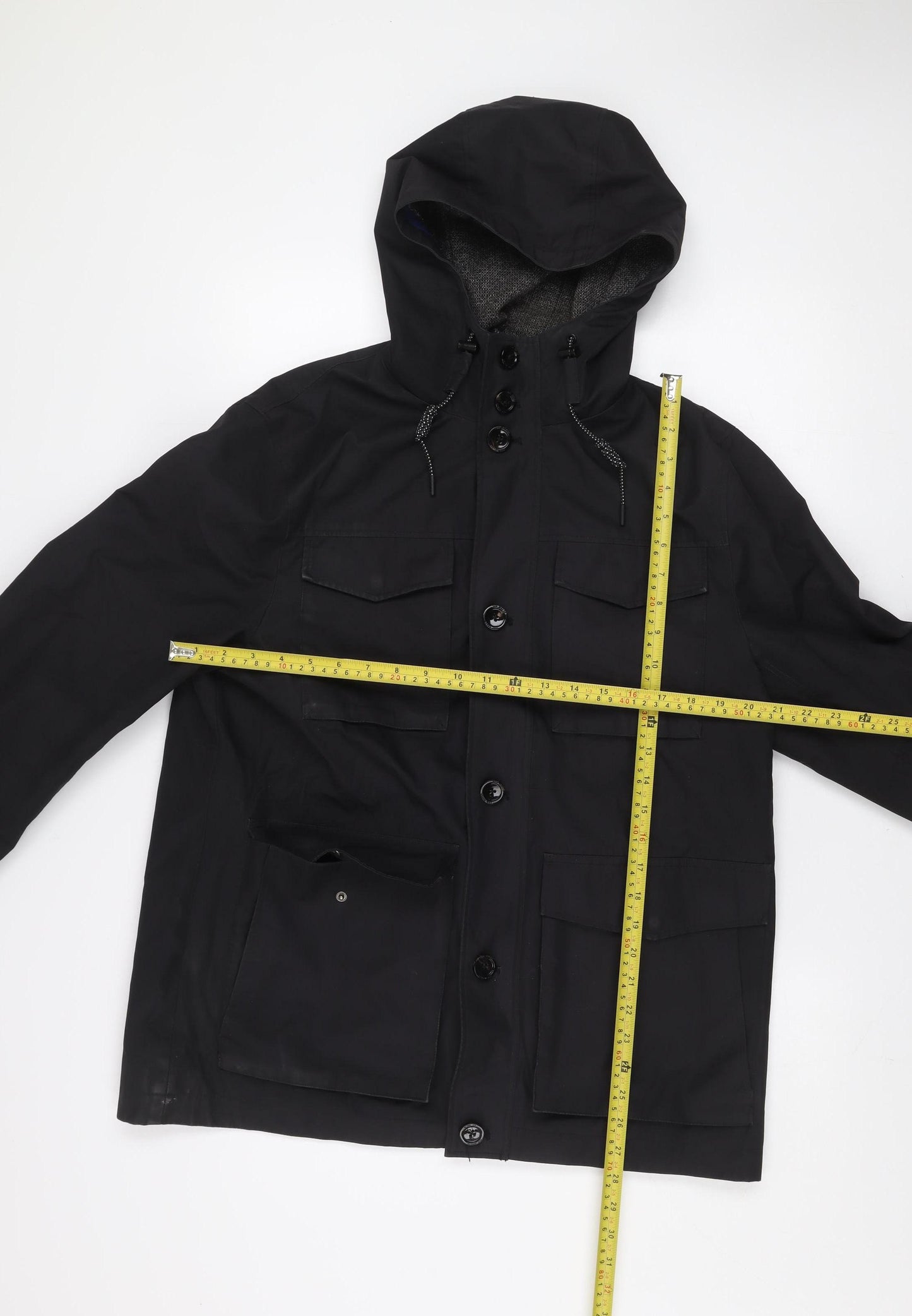 Ted Baker Men's Black L Hooded Parka Jacket Cotton Blend Lined