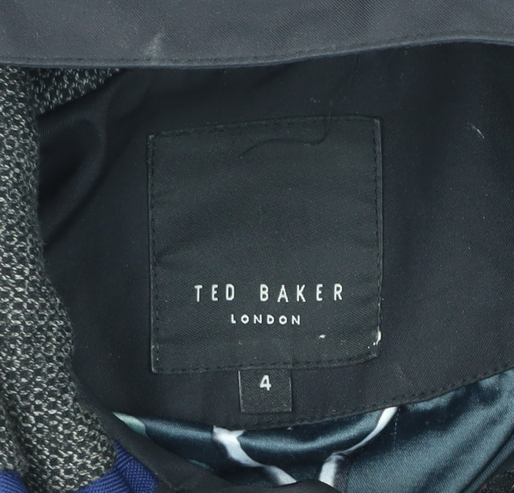 Ted Baker Men's Black L Hooded Parka Jacket Cotton Blend Lined
